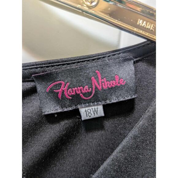 Hanna Nikole Black Long Sleeve Dress Women's 18W Elegant Stretch - Picture 2 of 6